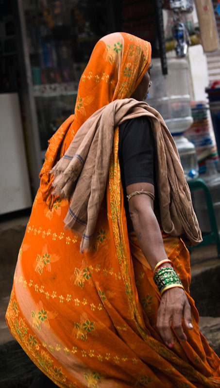 Woman in flowing sari