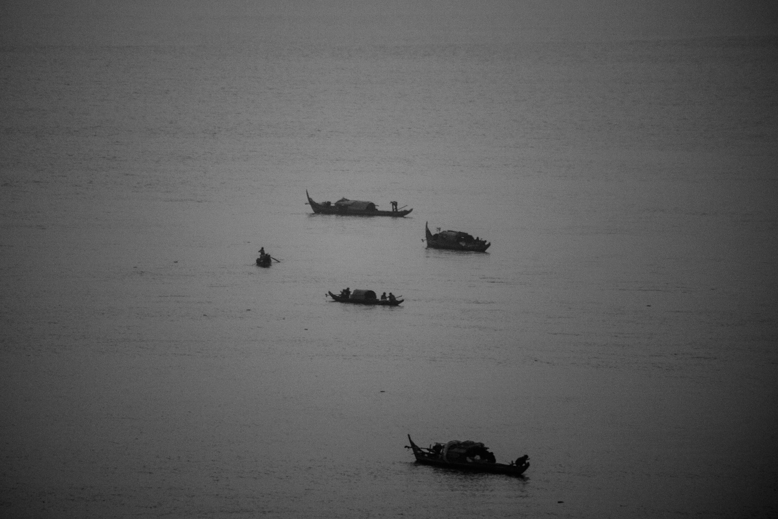 Phnom-Penh, boats on Tonlé Sap River and Mekong River